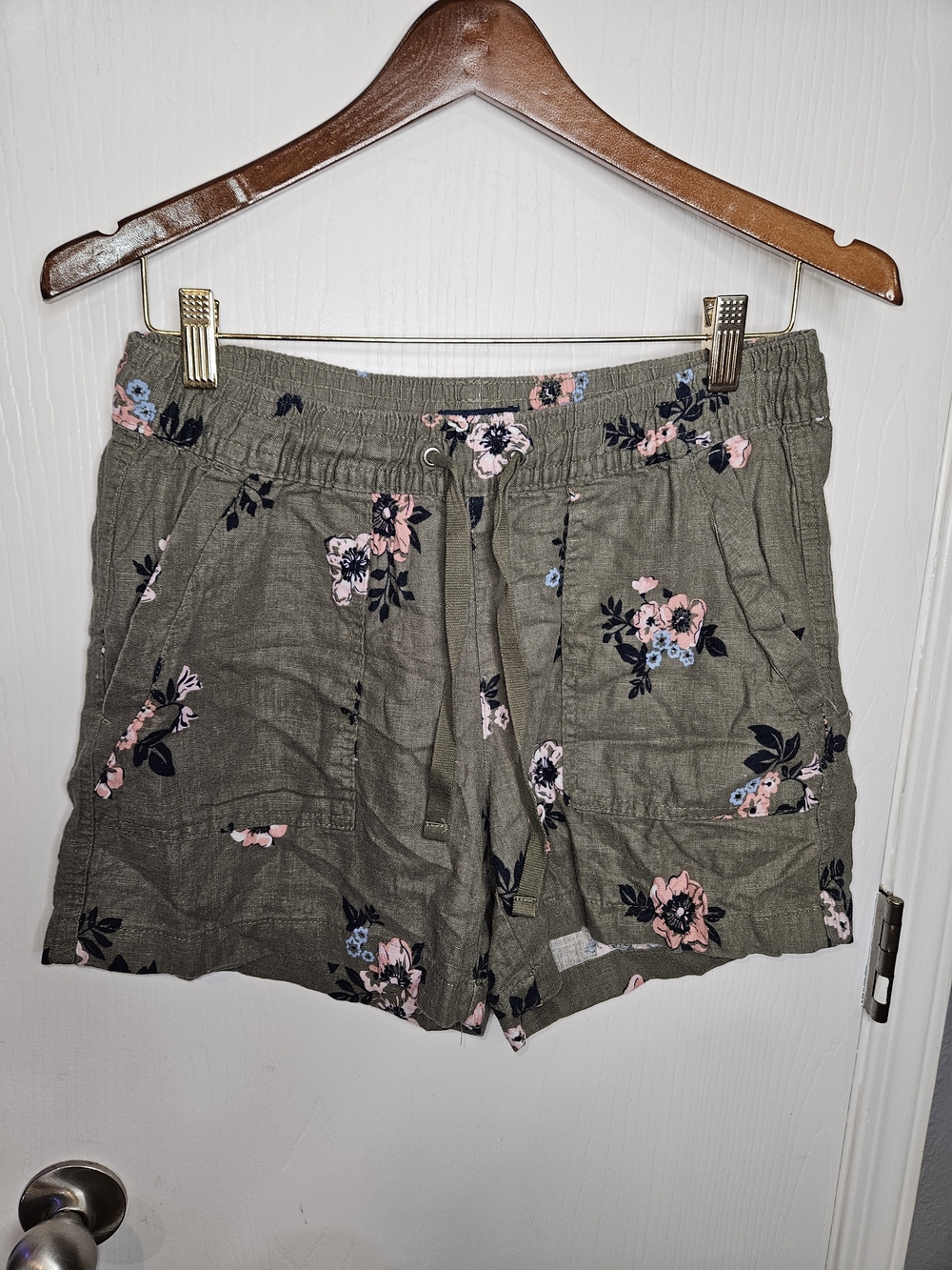 Nautica Olive Green Floral Drawstring Bermuda Shorts
